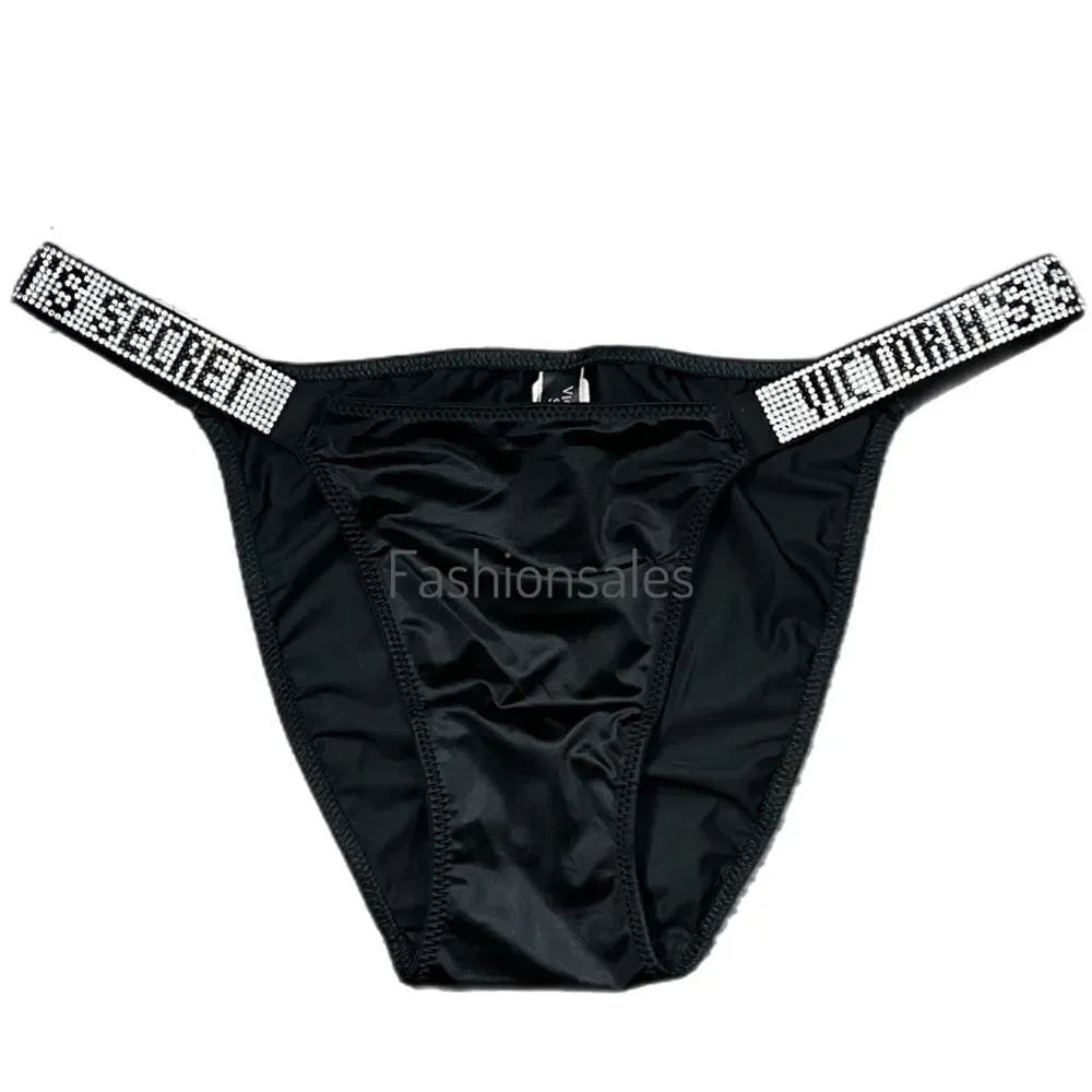 Victorias Secret Bombshell Shine Rhinestones Strap String Bikini panty black S